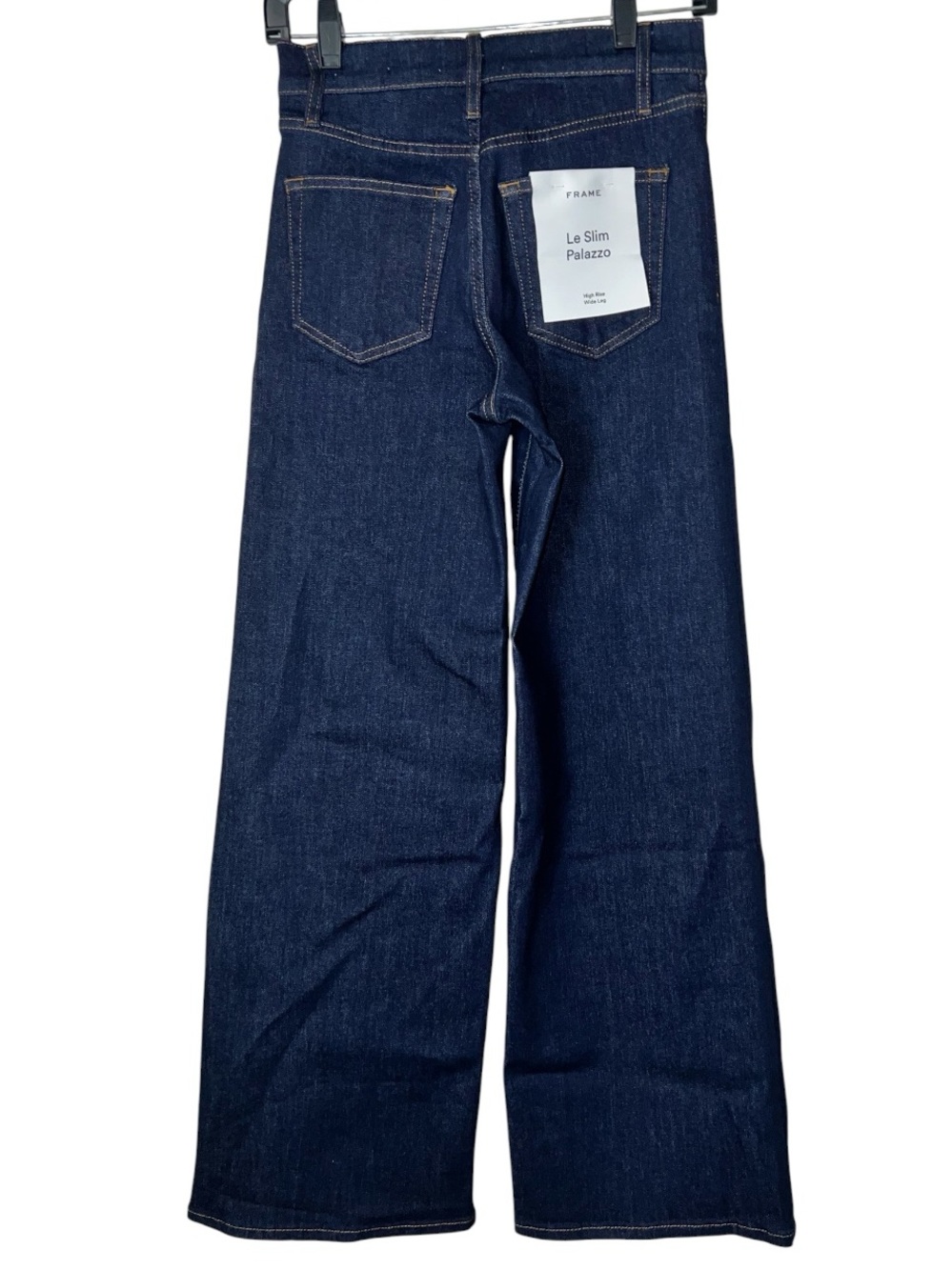 FRAME Le Slim Palazzo Long Jeans 25 High Rise Wide Leg Rinse Dark Wash $288 NWT - Picture 4 of 10